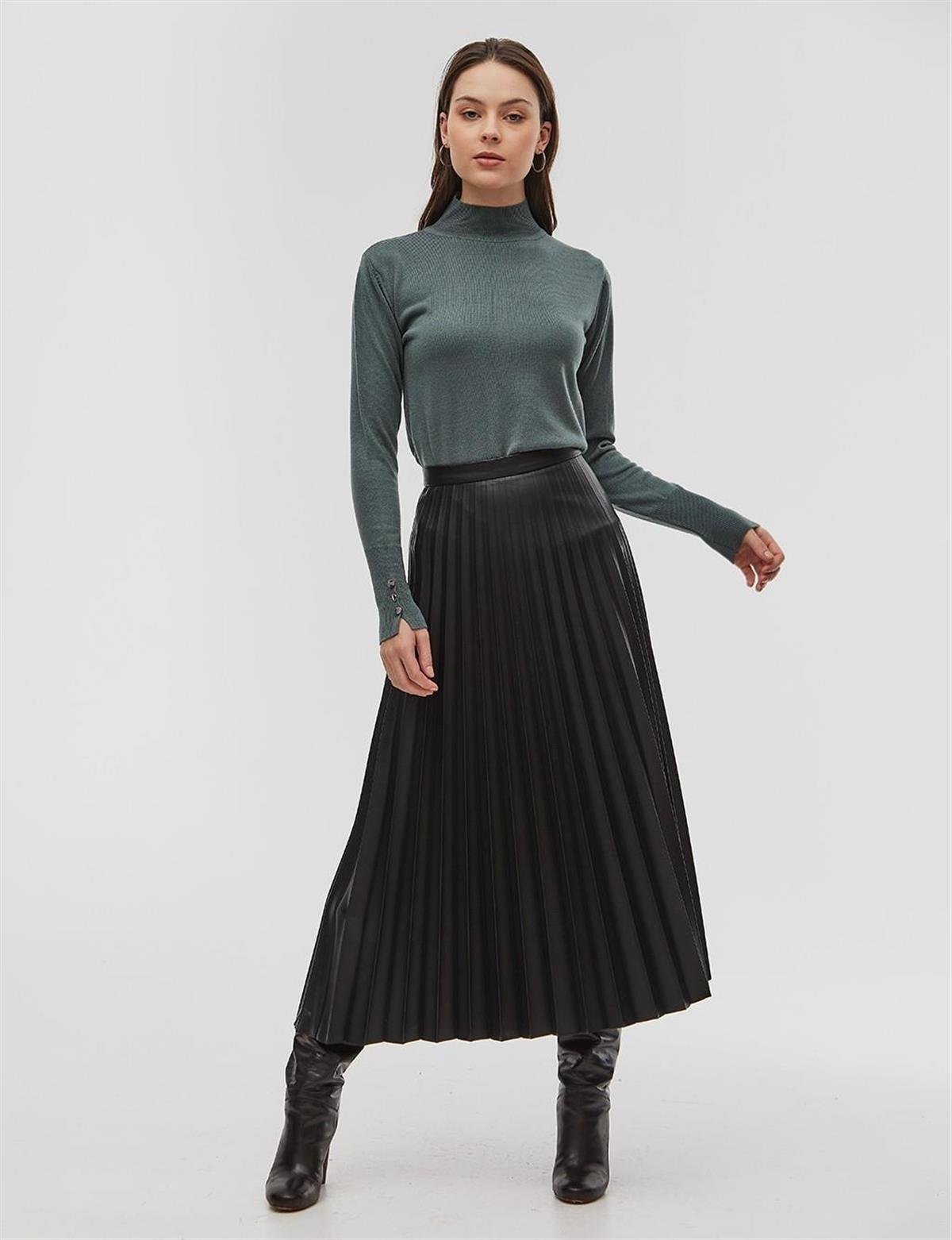 KA-SZ-TRK05 Basic Triko Bluz Küf Yeşili