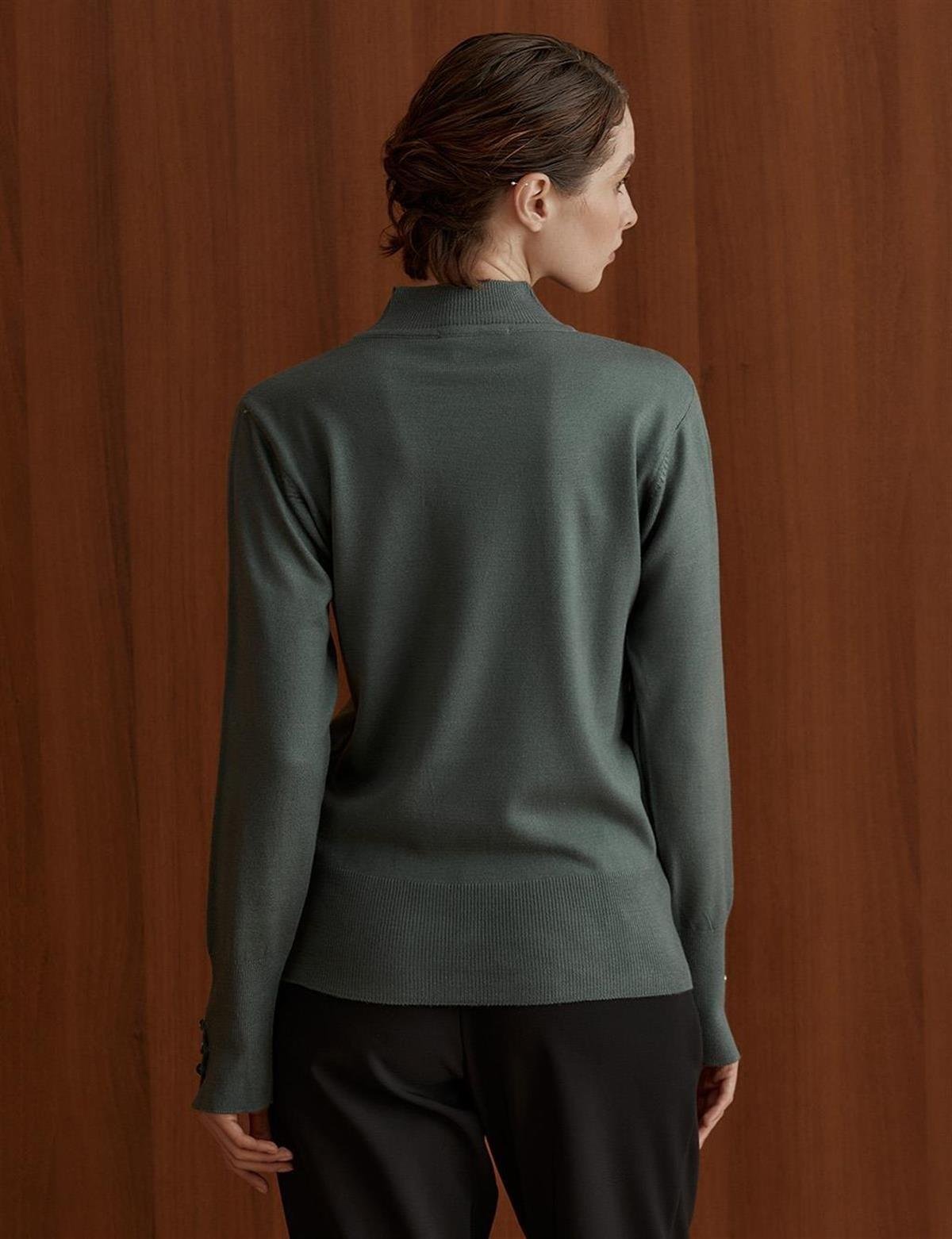 KA-SZ-TRK05 Basic Triko Bluz Küf Yeşili