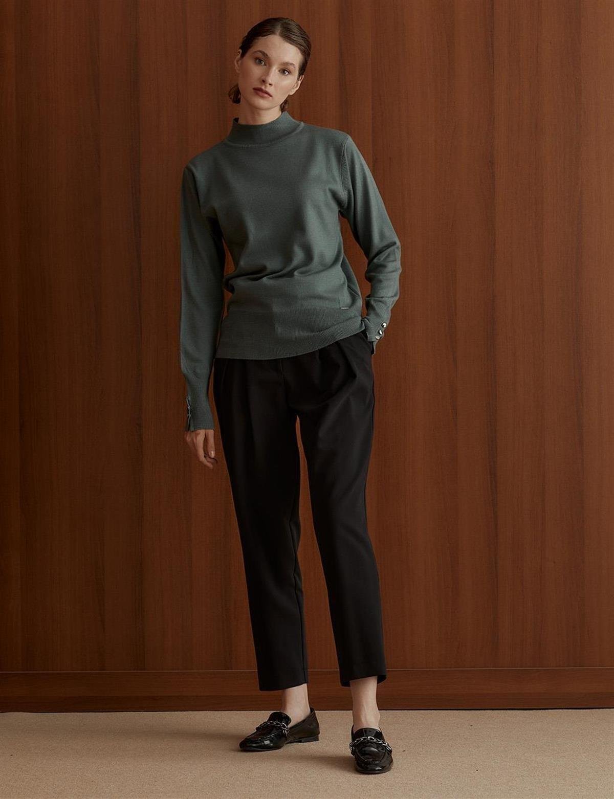 KA-SZ-TRK05 Basic Triko Bluz Küf Yeşili