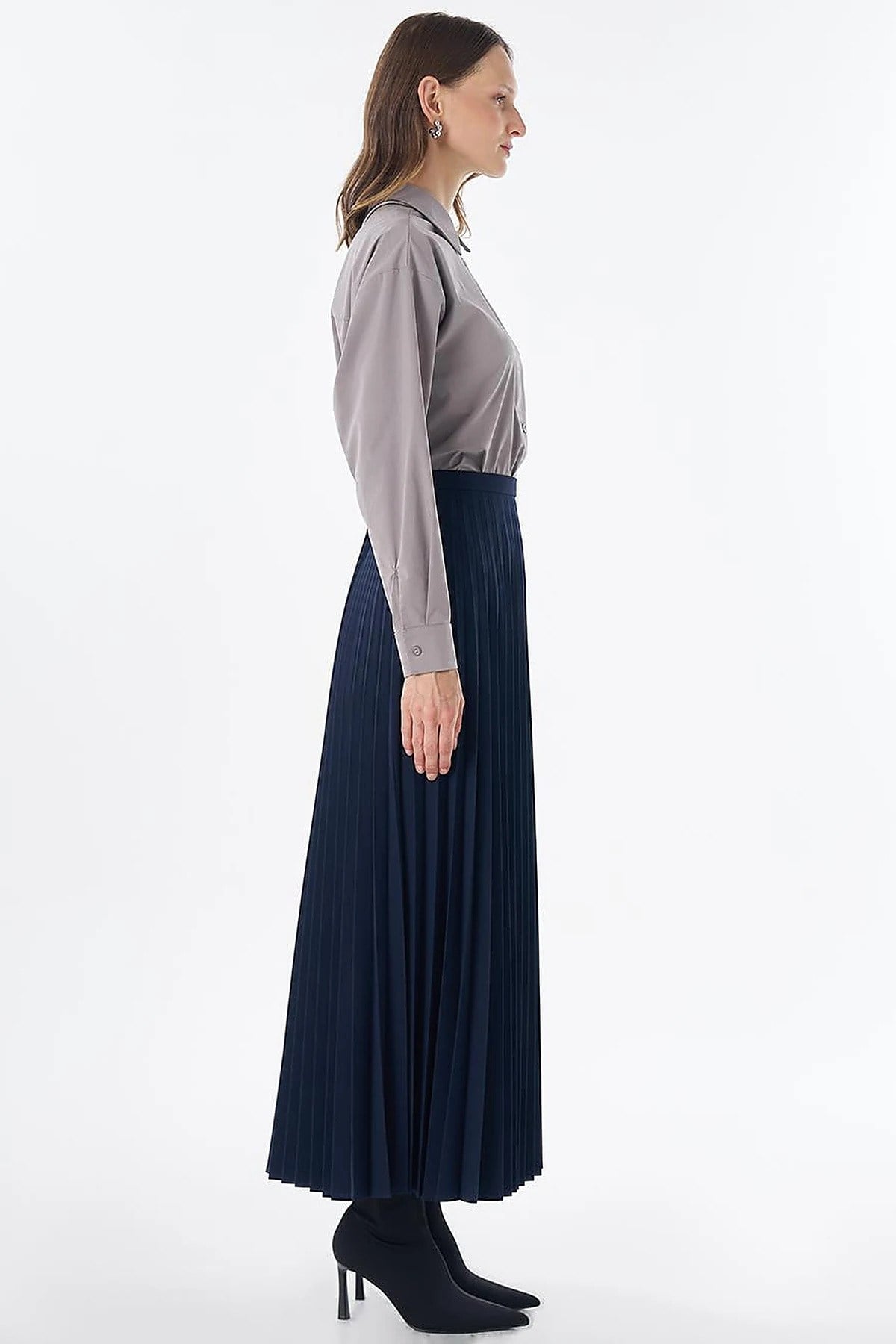 KAYRA Basic Piliseli Etek Lacivert KA-SZ-12508