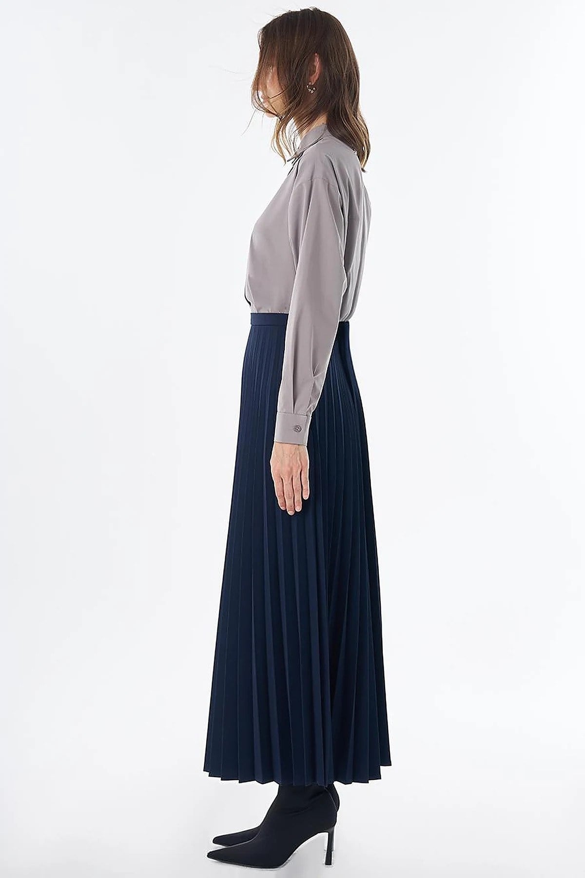 KAYRA Basic Piliseli Etek Lacivert KA-SZ-12508