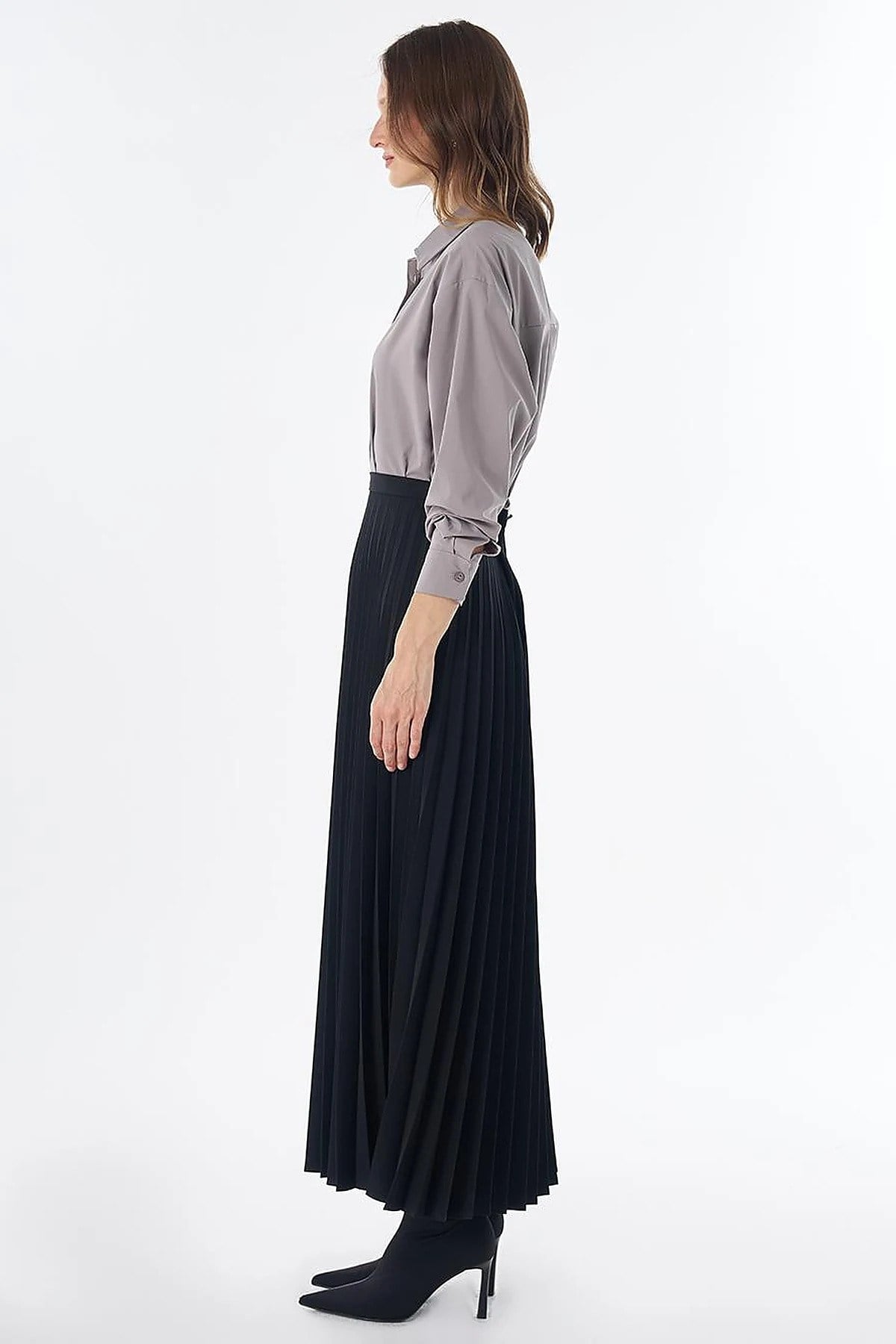 KAYRA Basic Piliseli Etek Siyah KA-SZ-12508