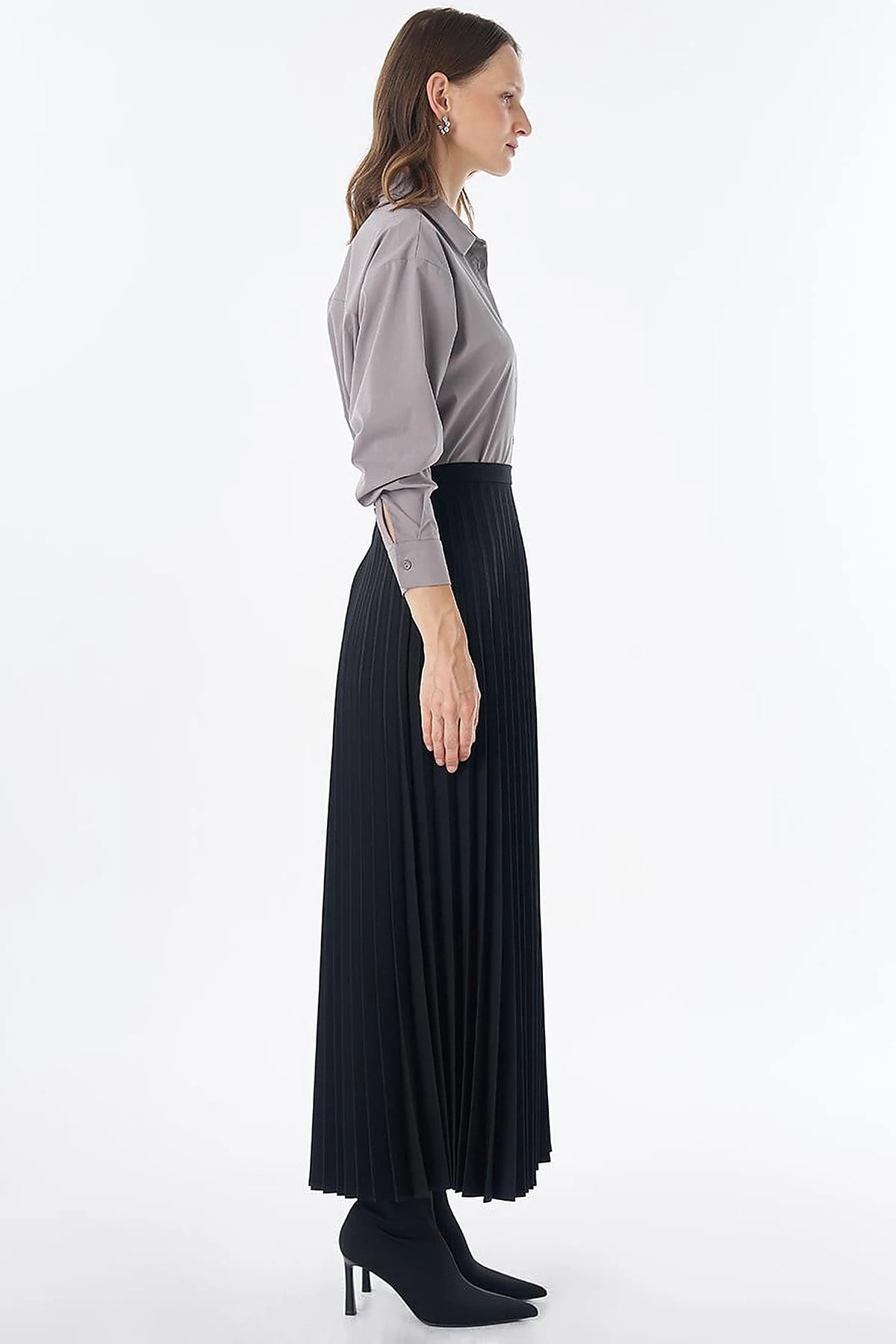 KAYRA Basic Piliseli Etek Siyah KA-SZ-12508