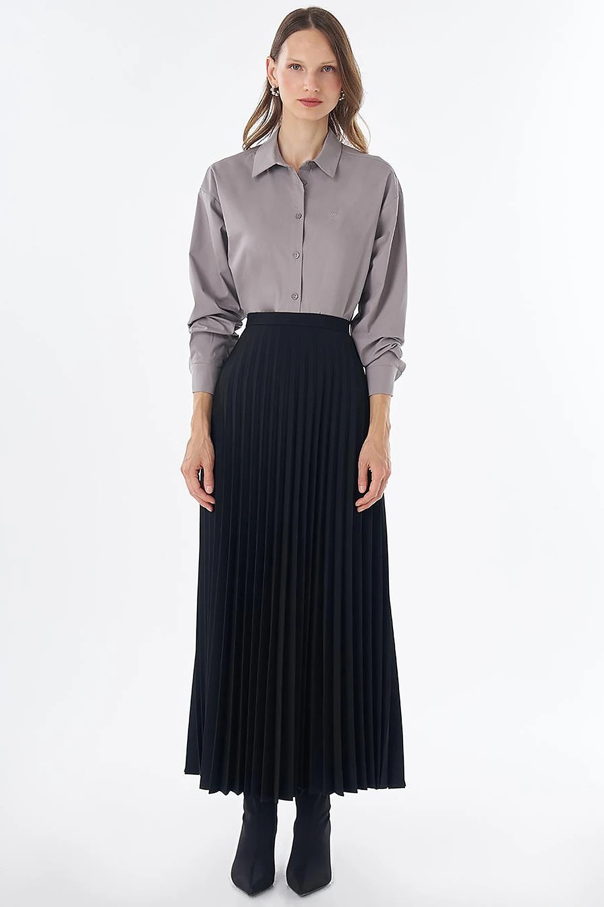 KAYRA Basic Piliseli Etek Siyah KA-SZ-12508
