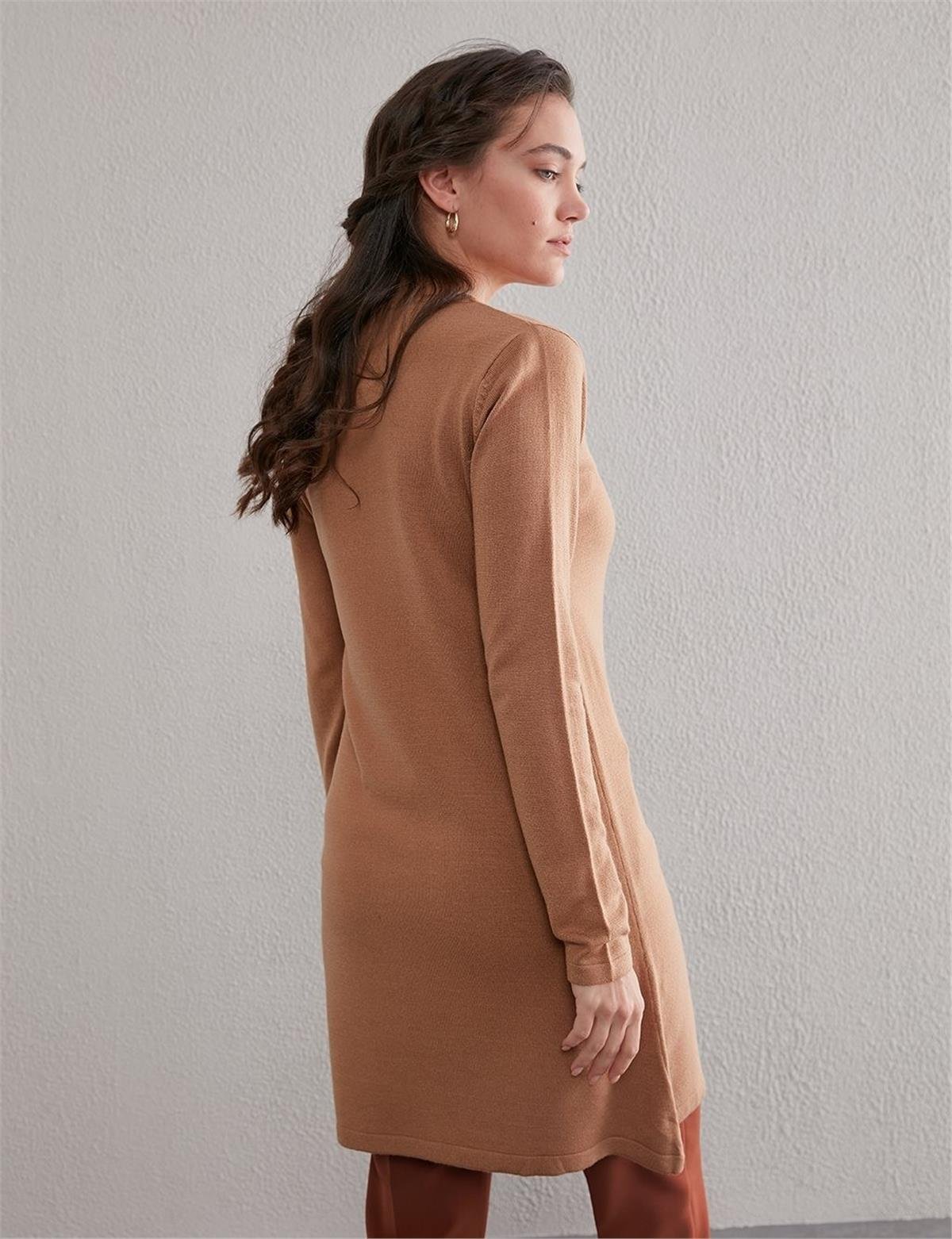 KAYRA Basic Sıfır Yaka Triko Tunik KA-SZ-TRK41 Bej