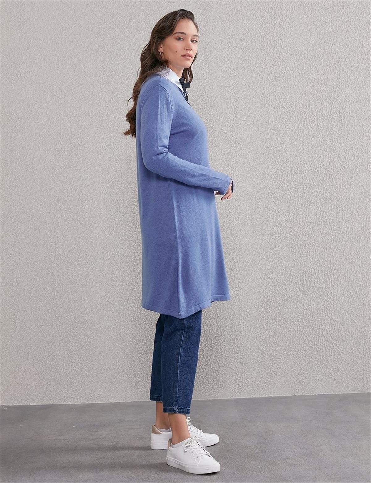 KAYRA Basic Sıfır Yaka Triko Tunik KA-SZ-TRK41 Açık Mavi