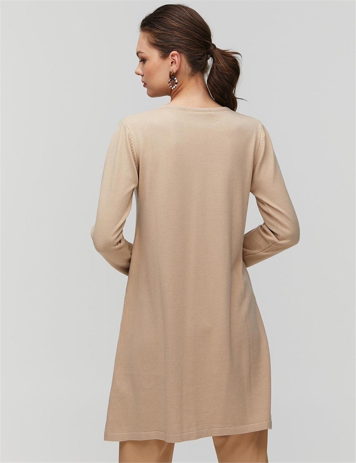 KAYRA Basic Sıfır Yaka Triko Tunik KA-SZ-TRK41 Taş