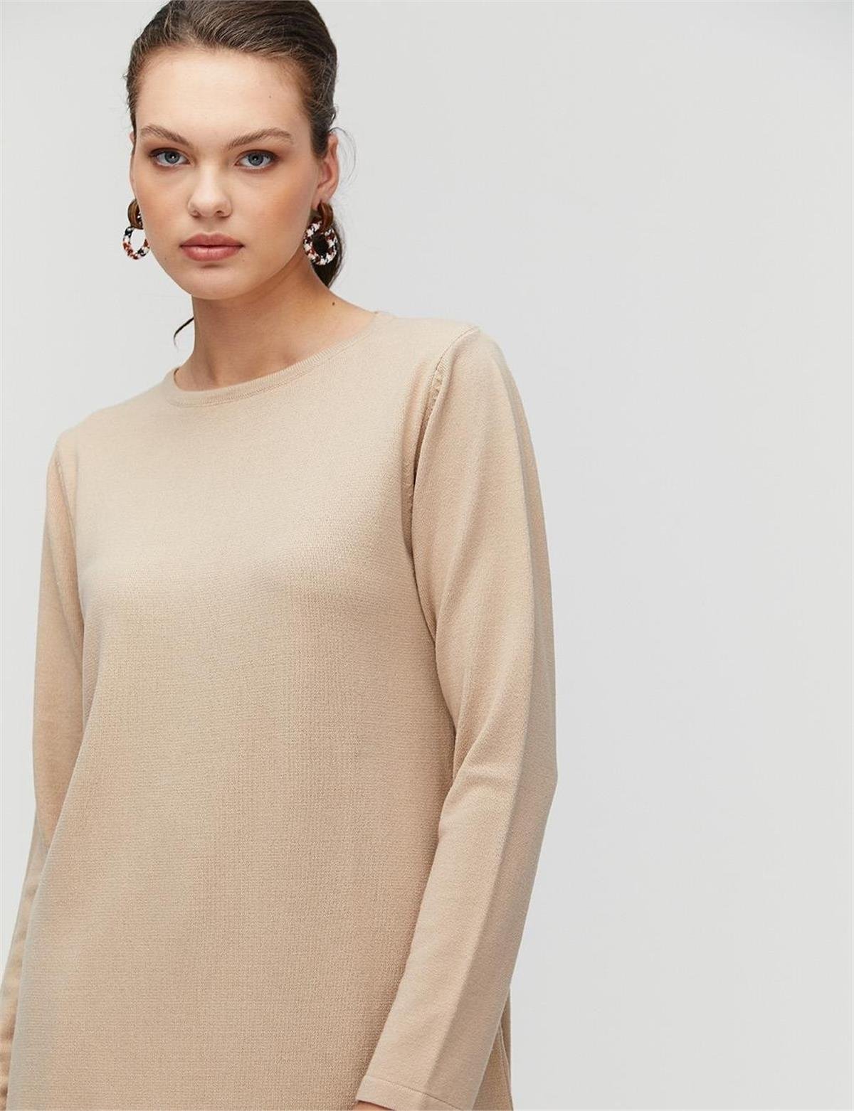 KAYRA Basic Sıfır Yaka Triko Tunik KA-SZ-TRK41 Taş