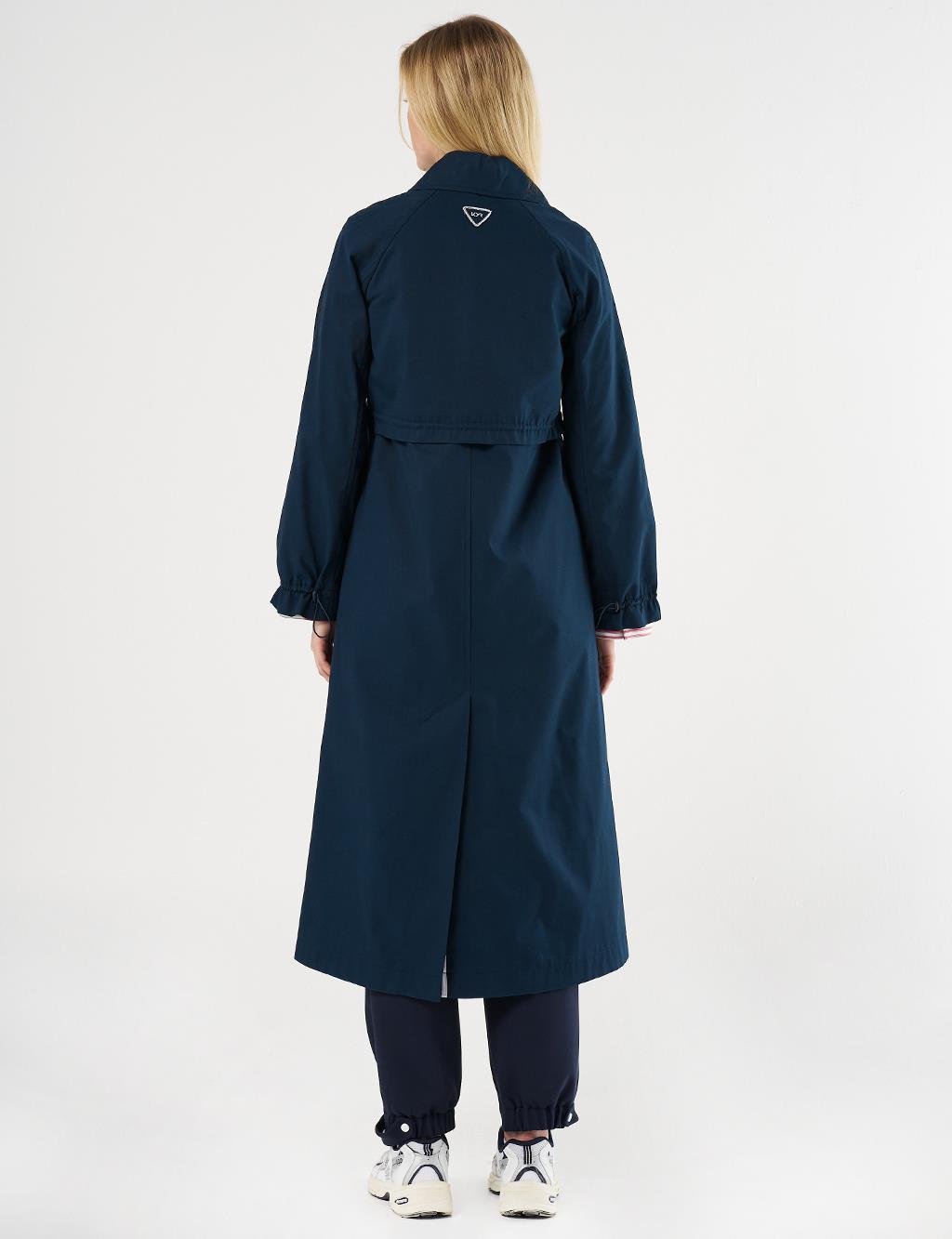 Kayra Bilekleri Lastikli Kruvaze Trençkot Koyu Lacivert KY-B25-74009