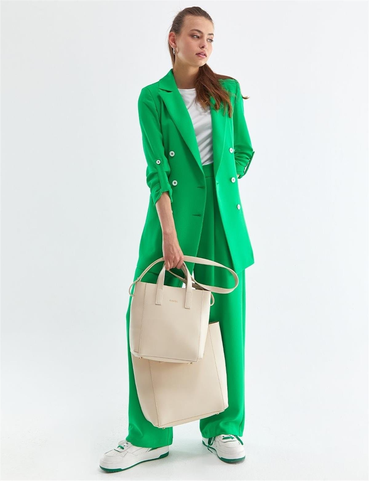kayra Büyük Shopper Çanta KA-B23-CNT35 Krem