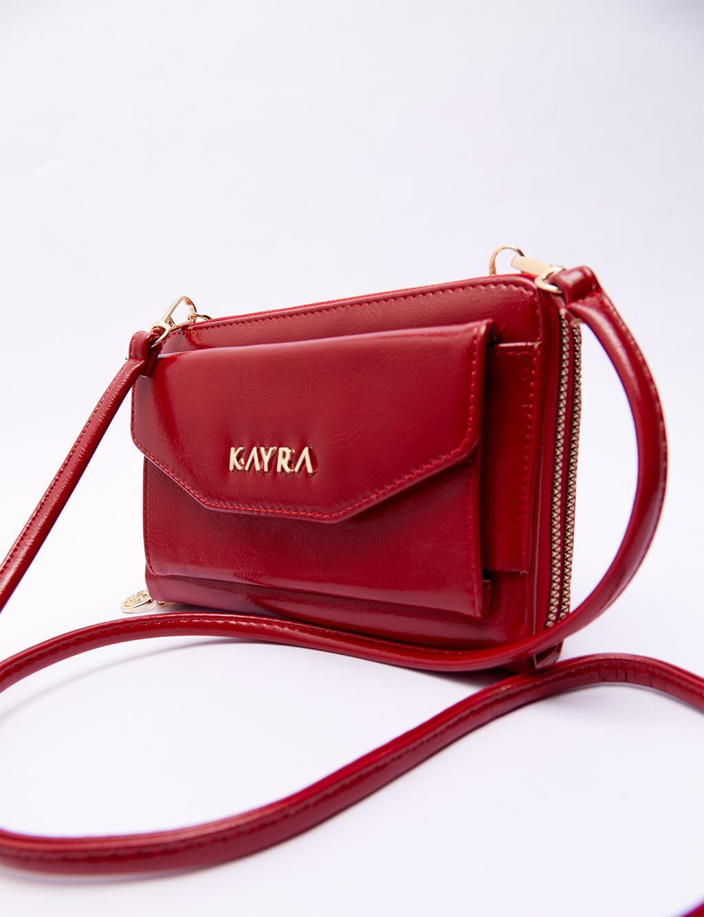 Kayra Çift Bölmeli Çanta Cüzdan Kırmızı KA-B23-CNT02B