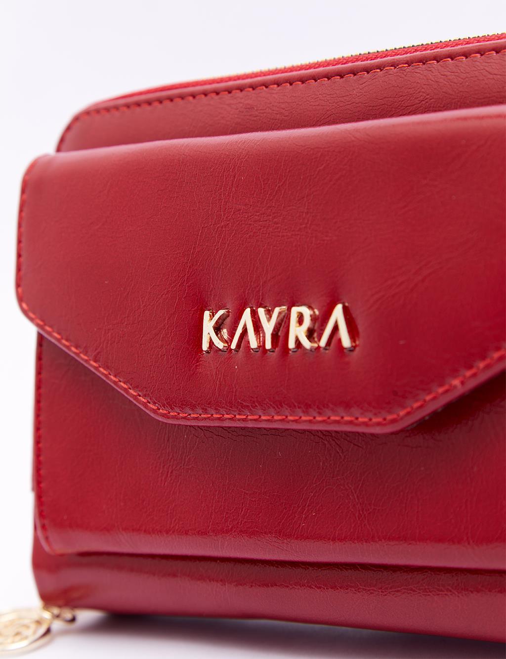 Kayra Çift Bölmeli Çanta Cüzdan Kırmızı KA-B23-CNT02B