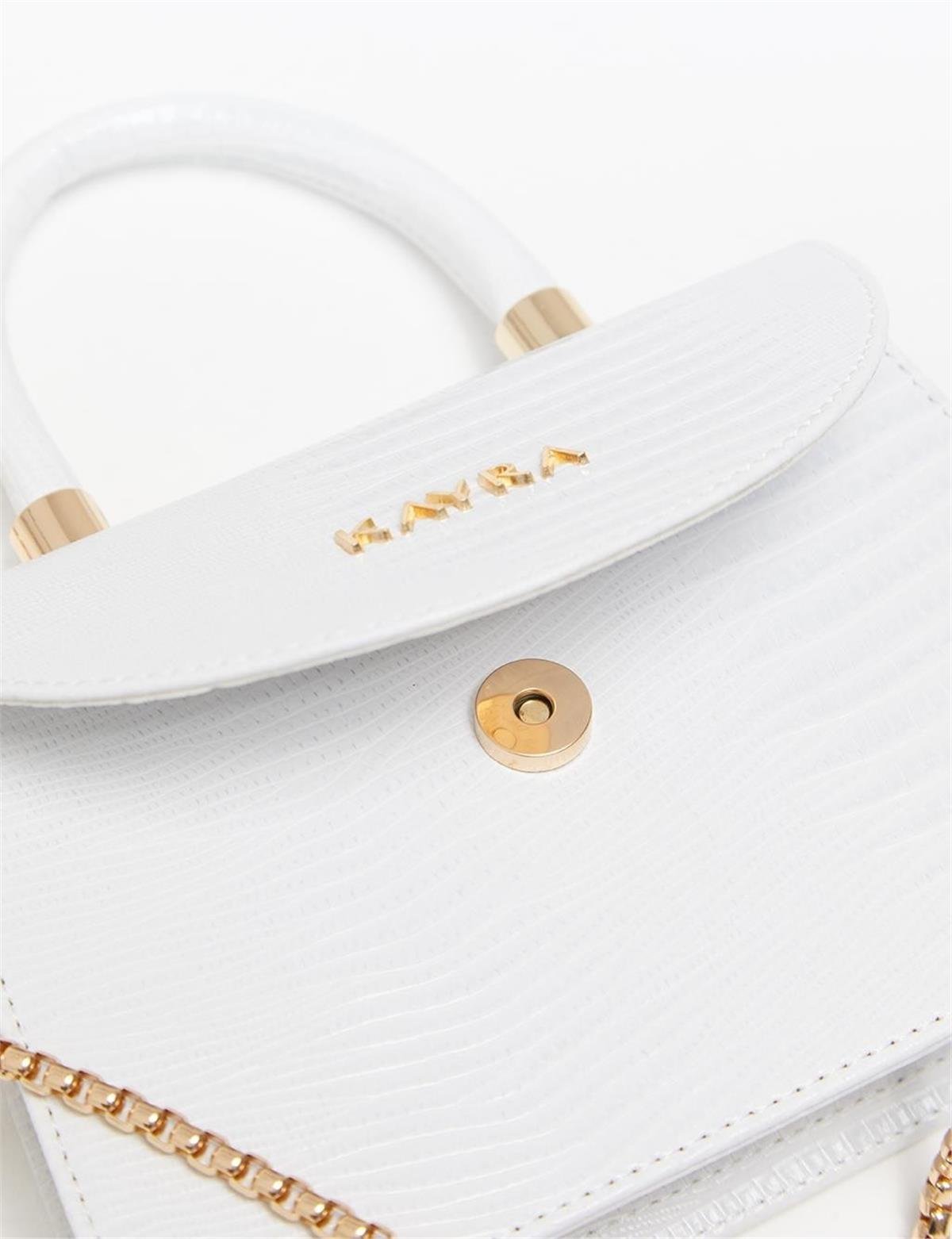 KAYRA Croco Desenli Flap Çanta KA-B23-CNT12 Beyaz
