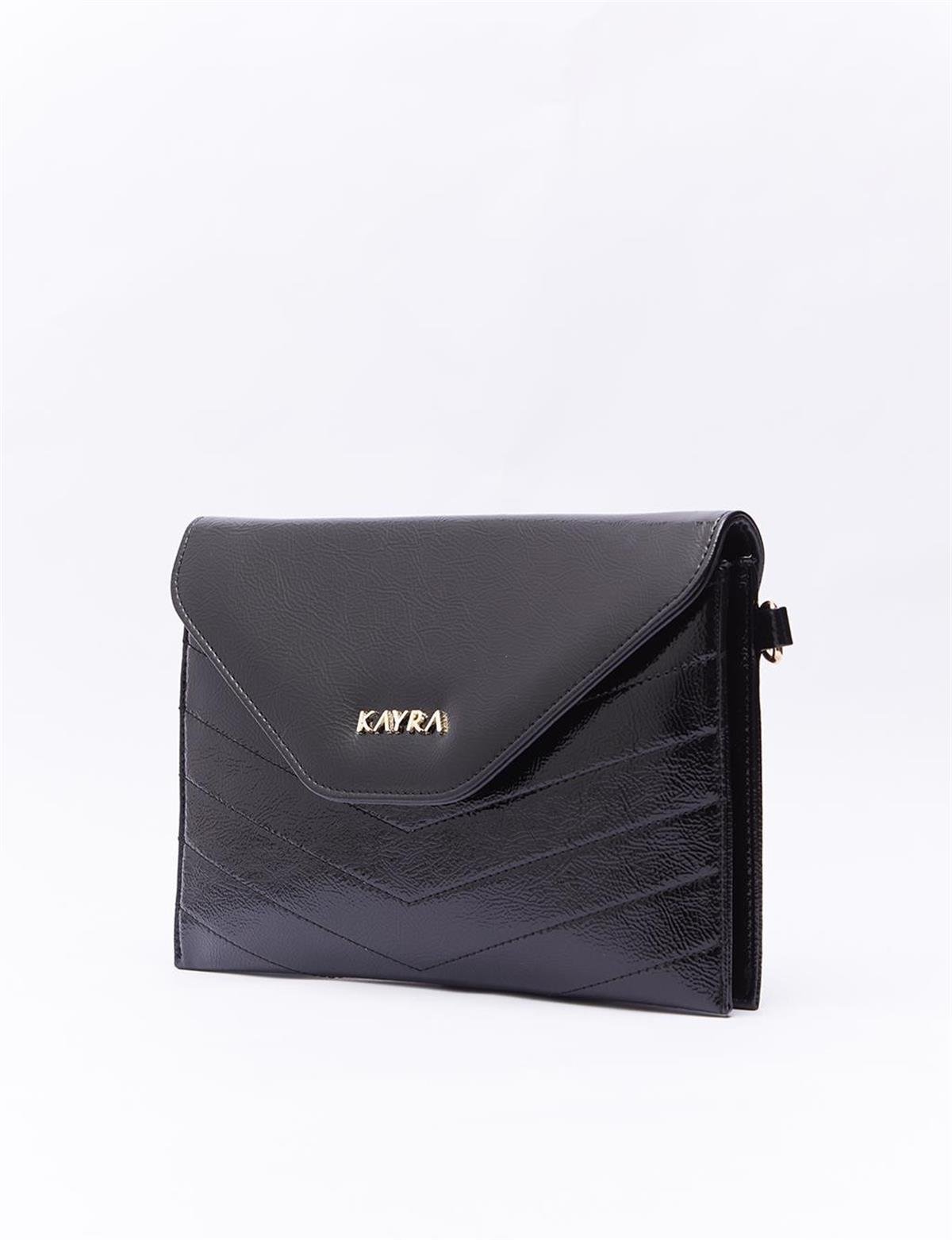 KAYRA Dikiş Detaylı Clutch Çanta Siyah KA-B23-CNT31 Siyah