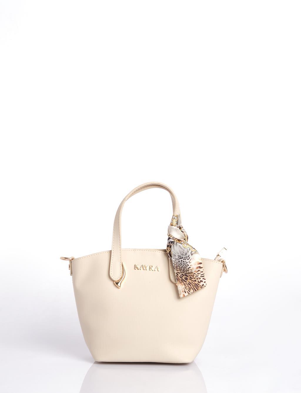 Kayra Fular Detaylı Tote Çanta Krem KA-B25-CNT69