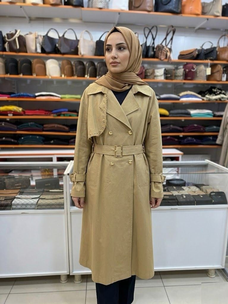 KAYRA Halka Detaylı Trençkot Bej KA-B26-14001