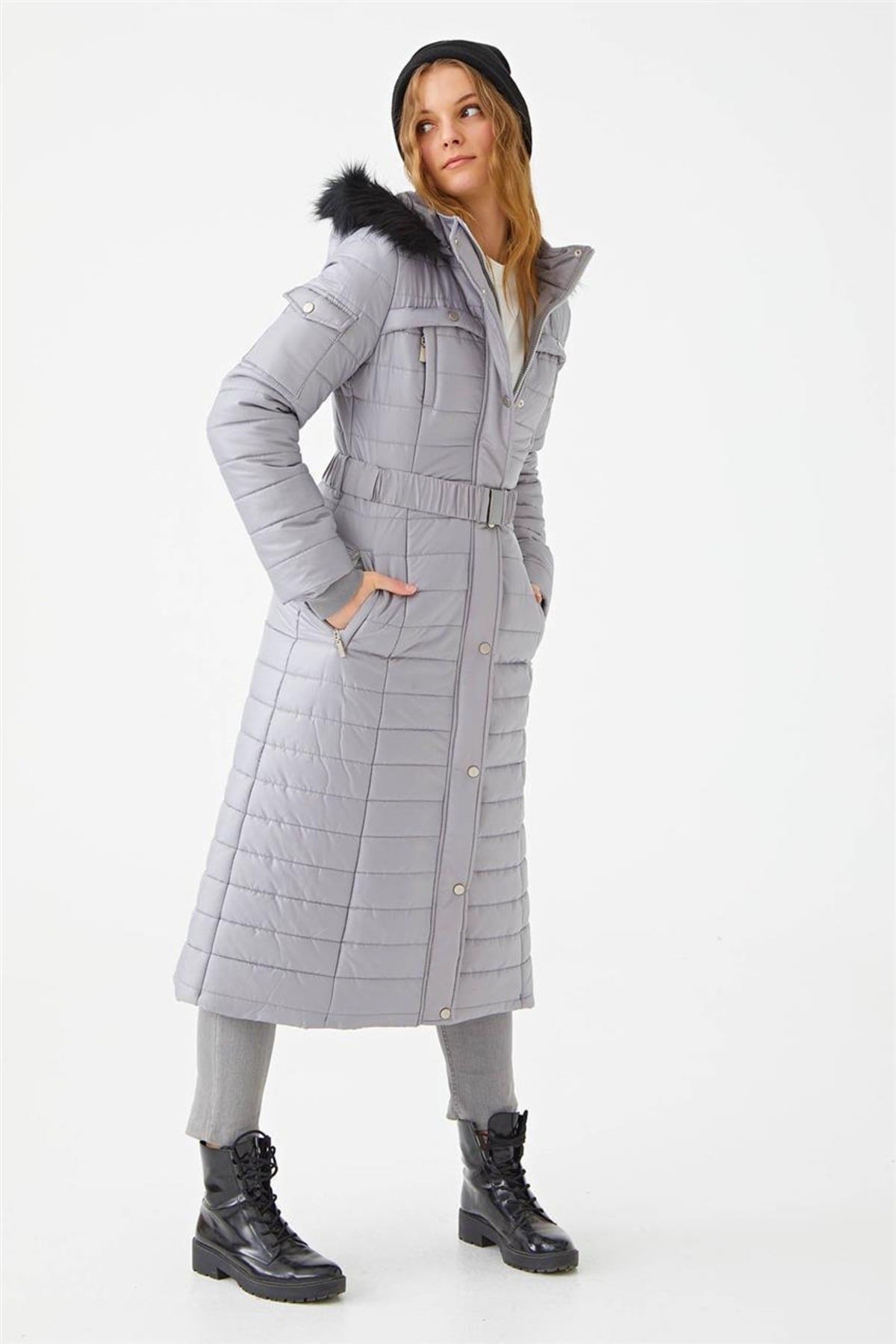 Kayra-KA-A21-27020 Kayra Kemerli Kapitone Mont Gri