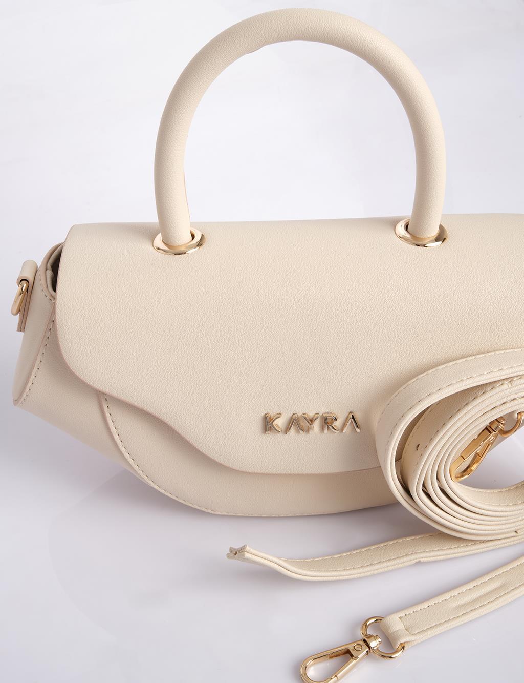 Kayra Kulplu Oval Çanta Krem KA-B25-CNT08
