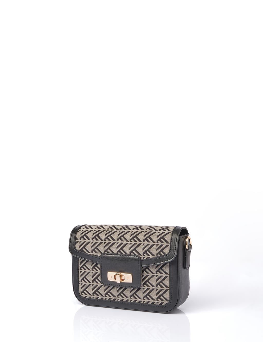 Kayra Monogram Desen Baget Çanta Gri