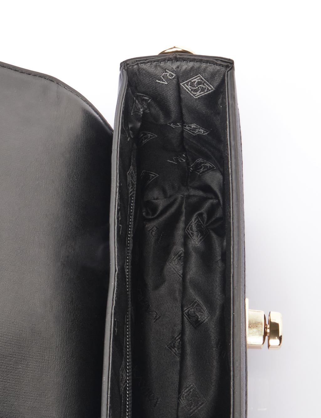 Kayra Monogram Desen Baget Çanta Siyah KA-B25-CNT83-12