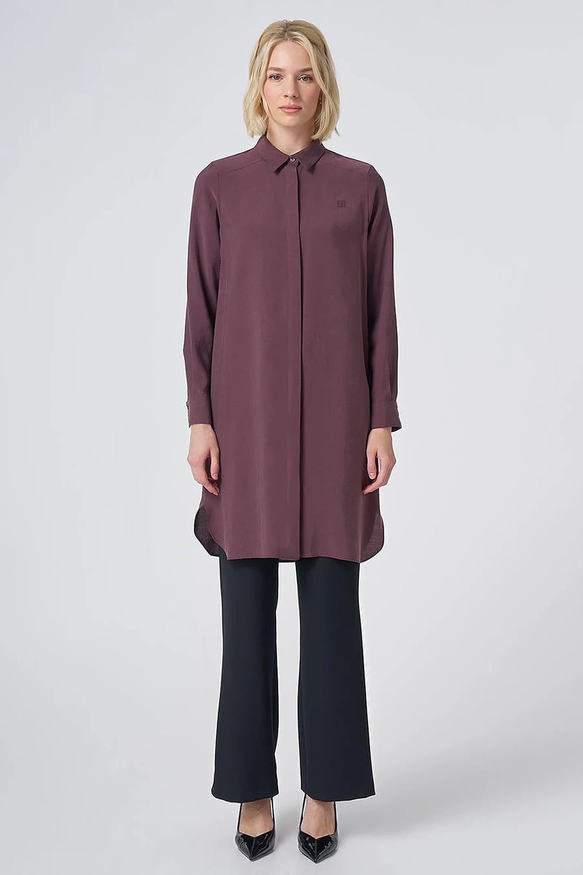 Kayra Patı Gizli Modal Basic Tunik Bordo KA-SZ-21525