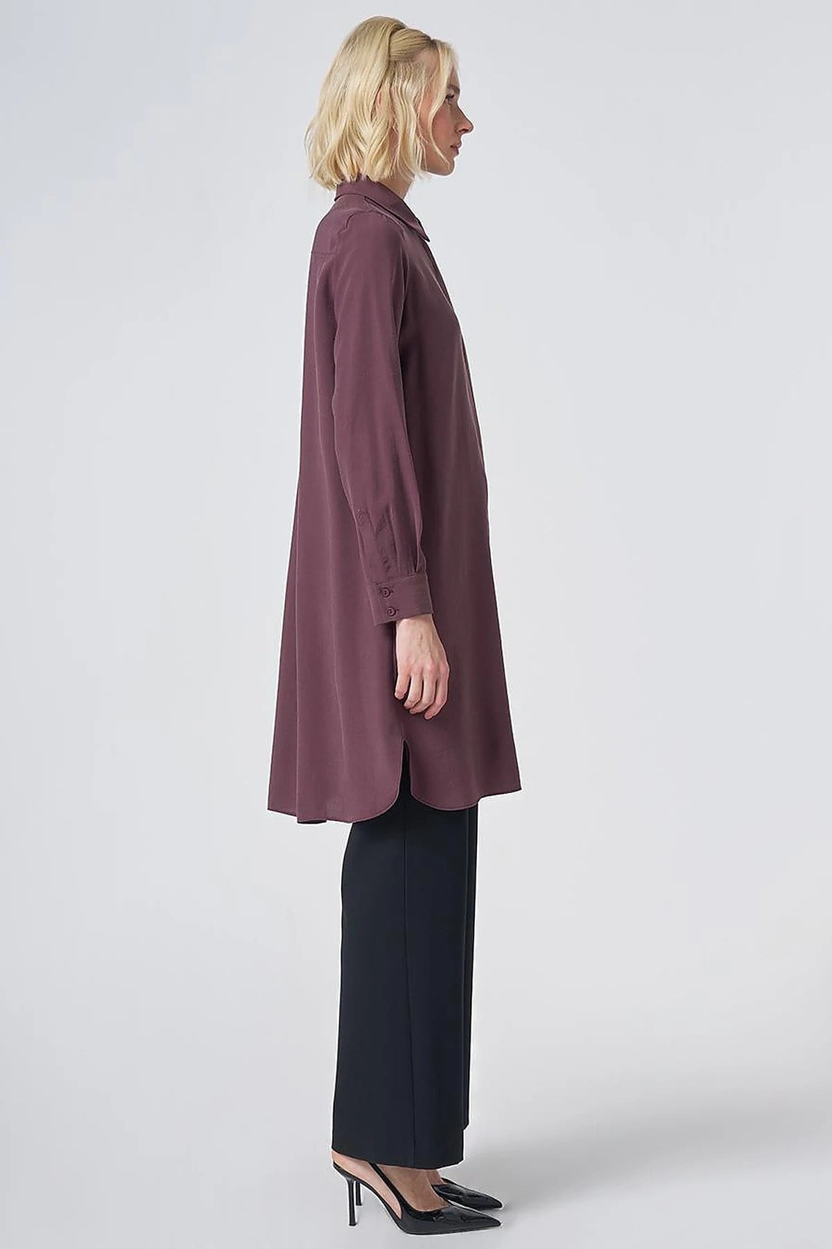 Kayra Patı Gizli Modal Basic Tunik Bordo KA-SZ-21525
