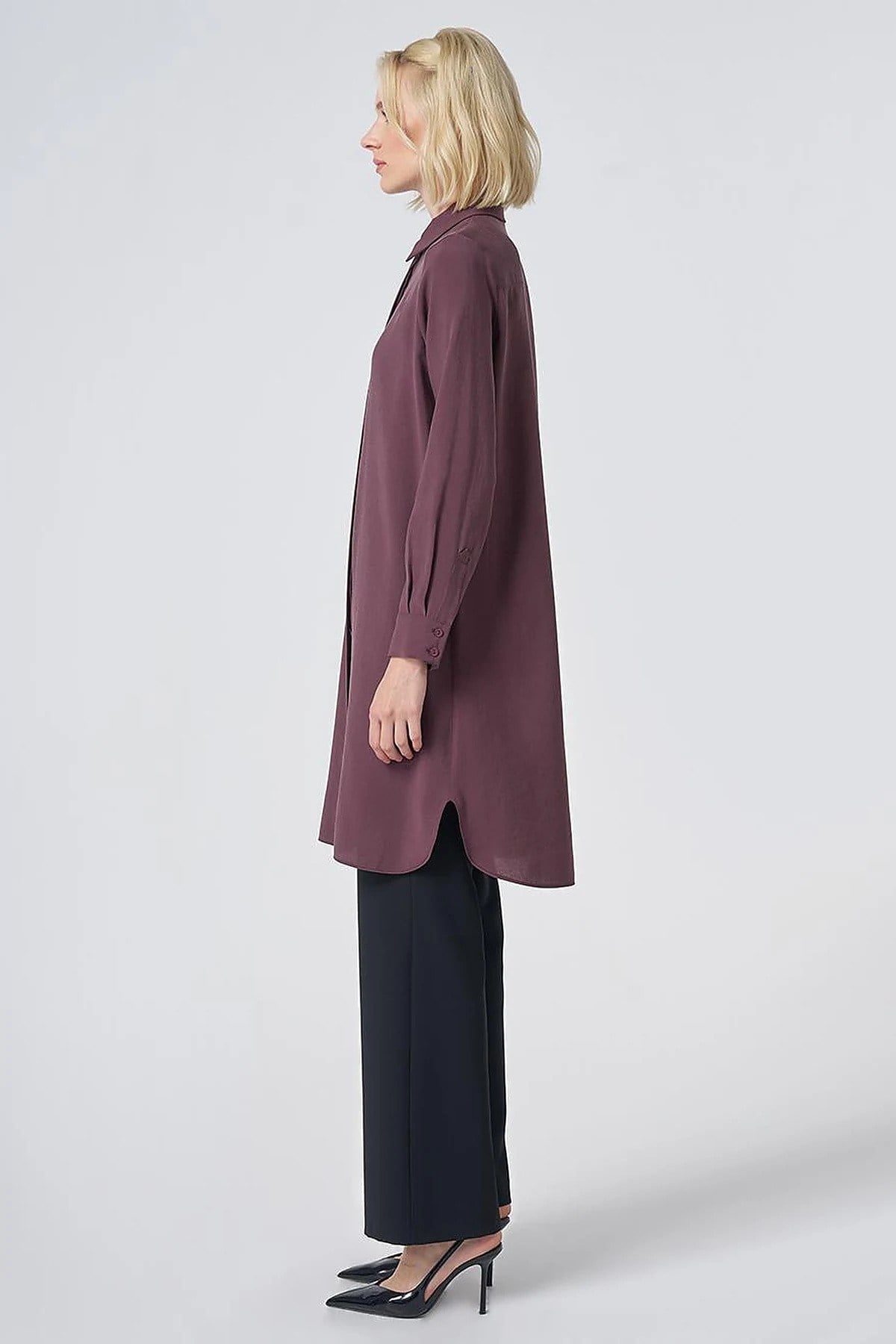 Kayra Patı Gizli Modal Basic Tunik Bordo KA-SZ-21525