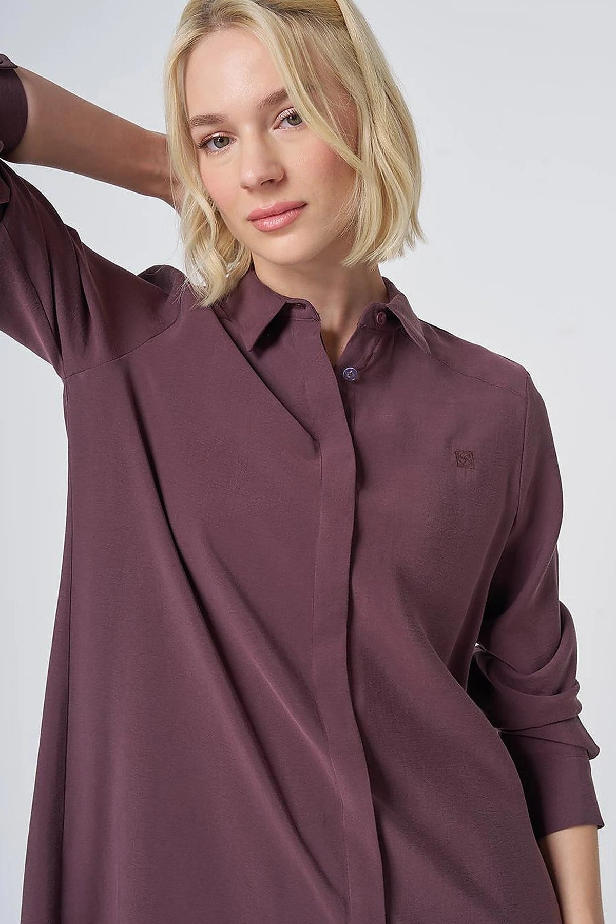 Kayra Patı Gizli Modal Basic Tunik Bordo KA-SZ-21525