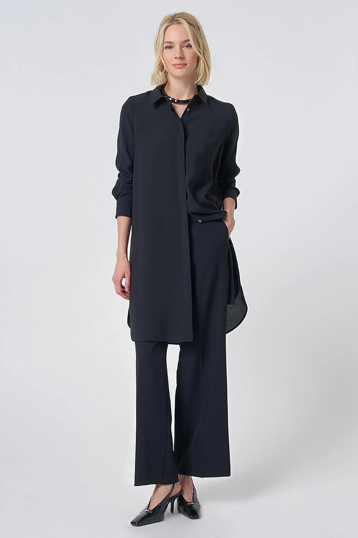 Kayra Patı Gizli Modal Basic Tunik Siyah KA-SZ-21525