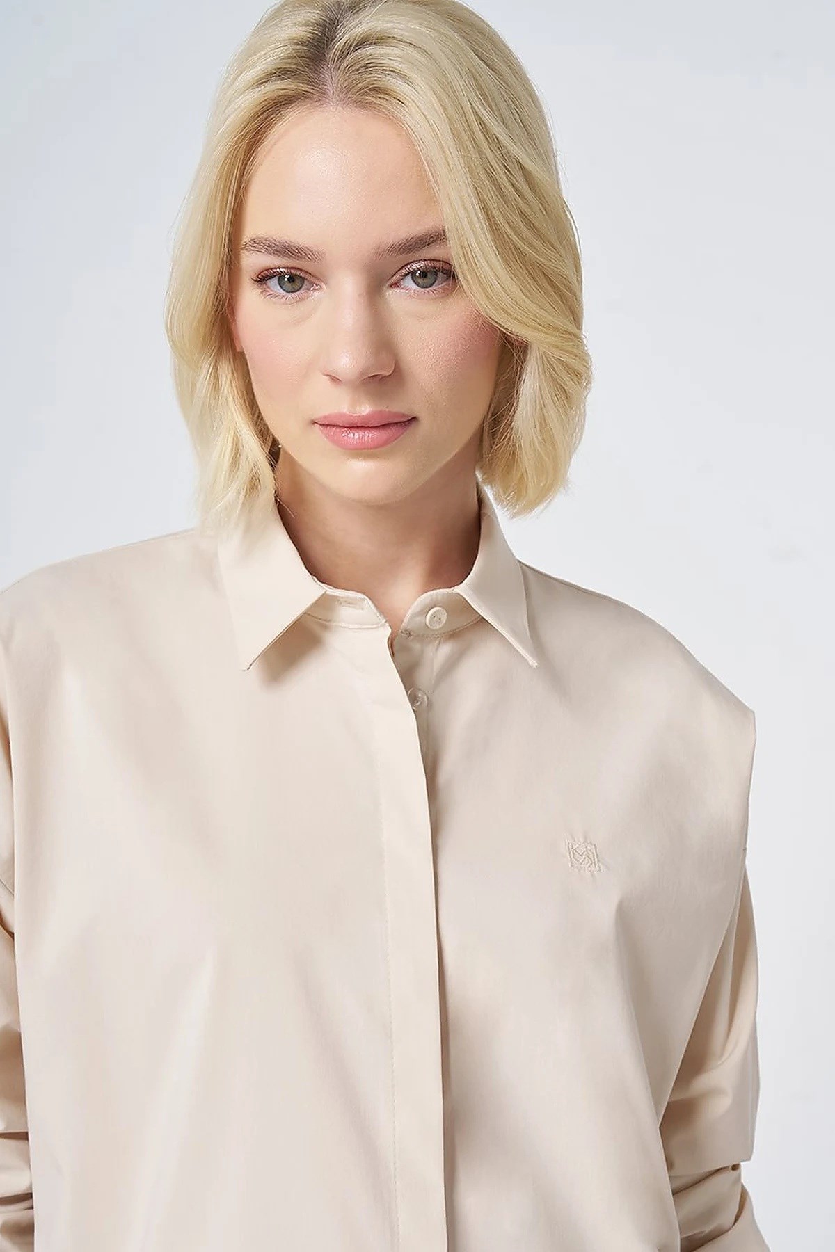 Kayra Patı Gizli Pamuklu Tunik Krem KA-SZ-21522