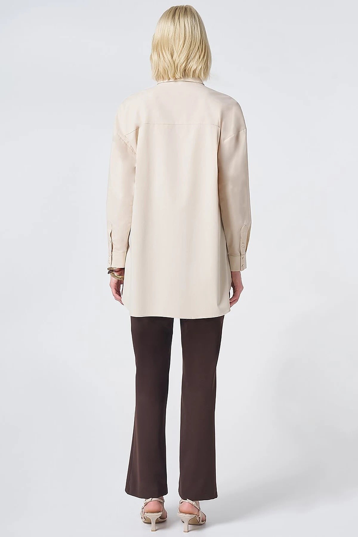 Kayra Patı Gizli Pamuklu Tunik Krem KA-SZ-21522