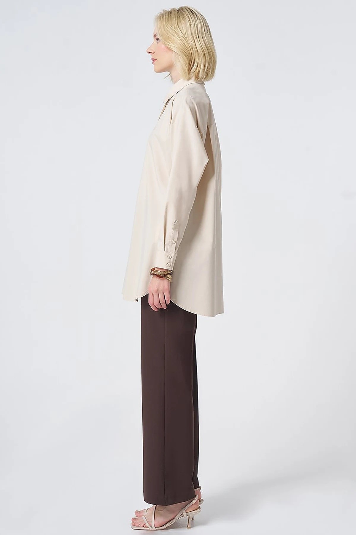 Kayra Patı Gizli Pamuklu Tunik Krem KA-SZ-21522