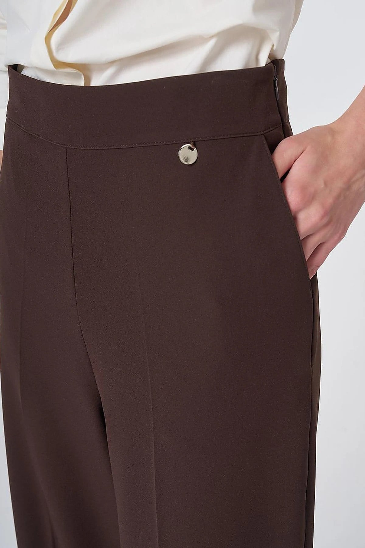 KAYRA Ütü İzli Basic Kumaş Pantolon Kahve KA-SZ-19520