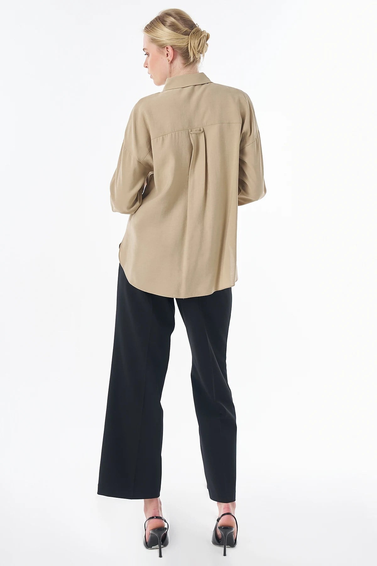 Kayra Yarım Pat Basic Bluz Bej KA-SZ-10512