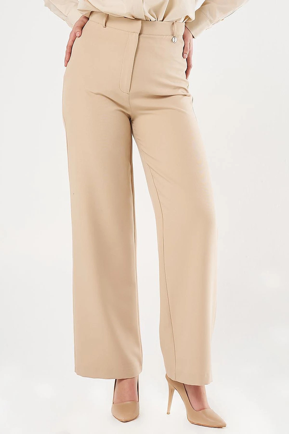 KAYRA Yüksek Bel Basic Pantolon Bej KA-SZ-19517