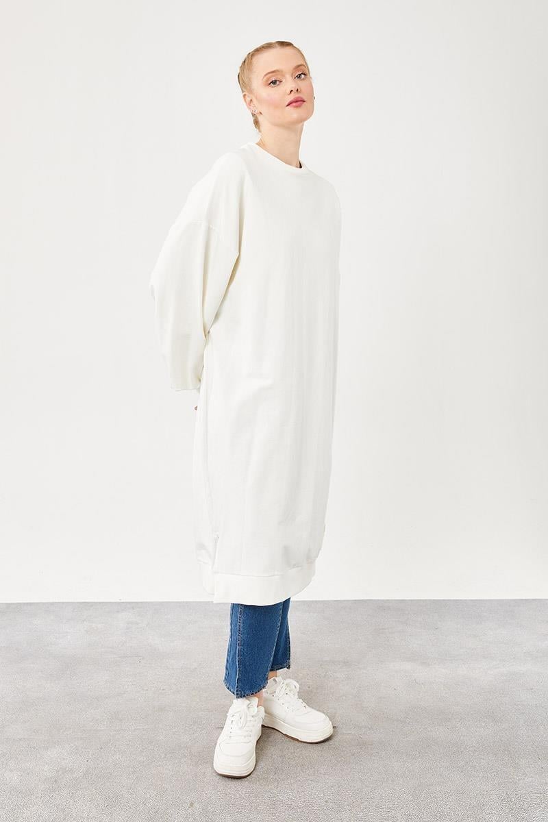 Levidor Ekru Oversize Uzun Sweat 270030