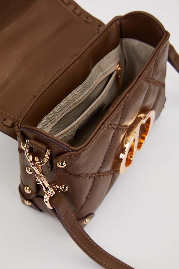 Levidor Kapitone Zincirli El ve Omuz Çantası Kahverengi 930580