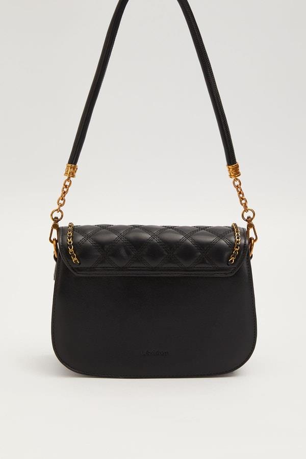 Levidor Oval Görünümlü Logolu El Çantası Siyah 930609