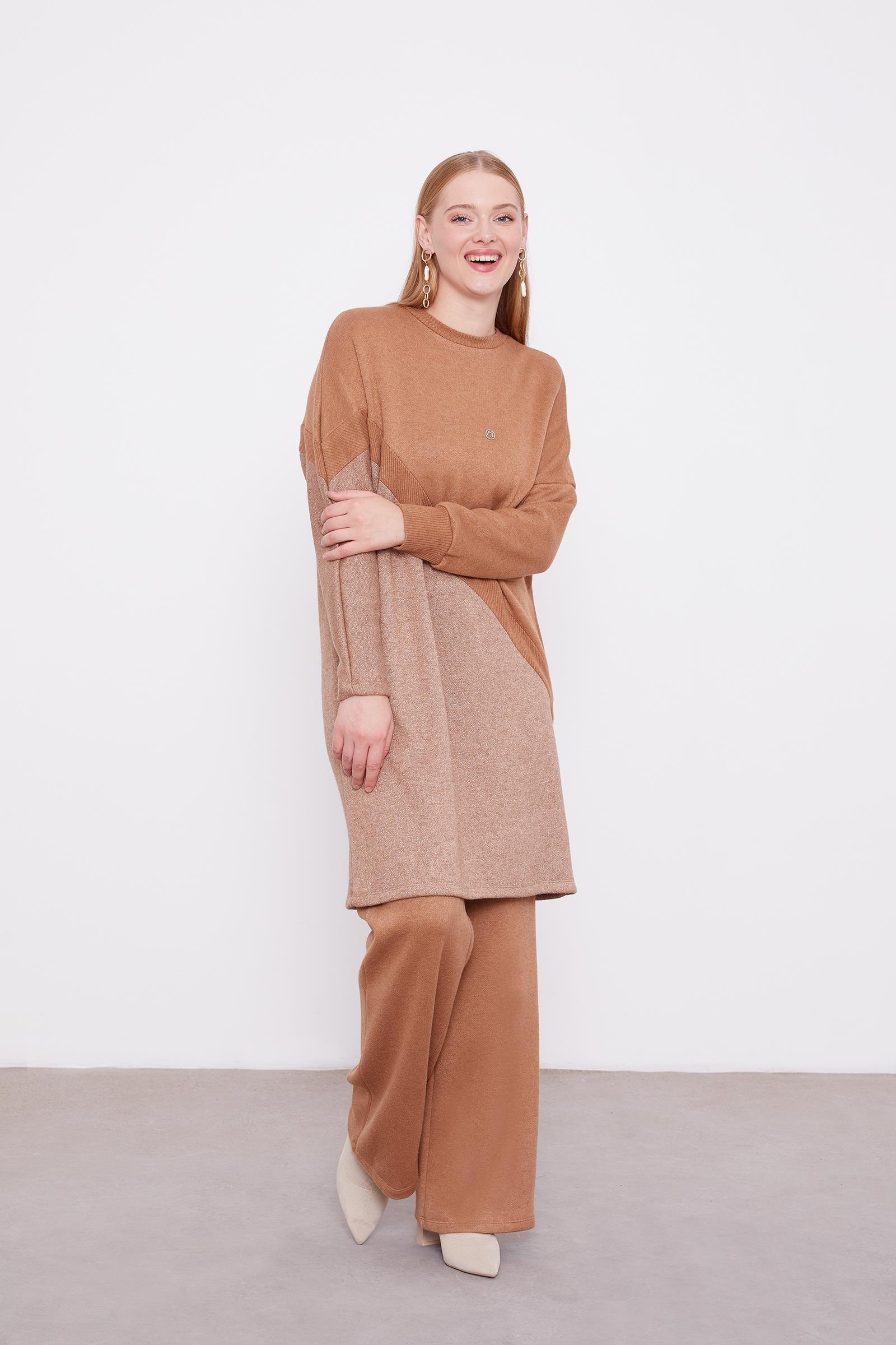 Levidor Simli Triko Tunik Camel 210104