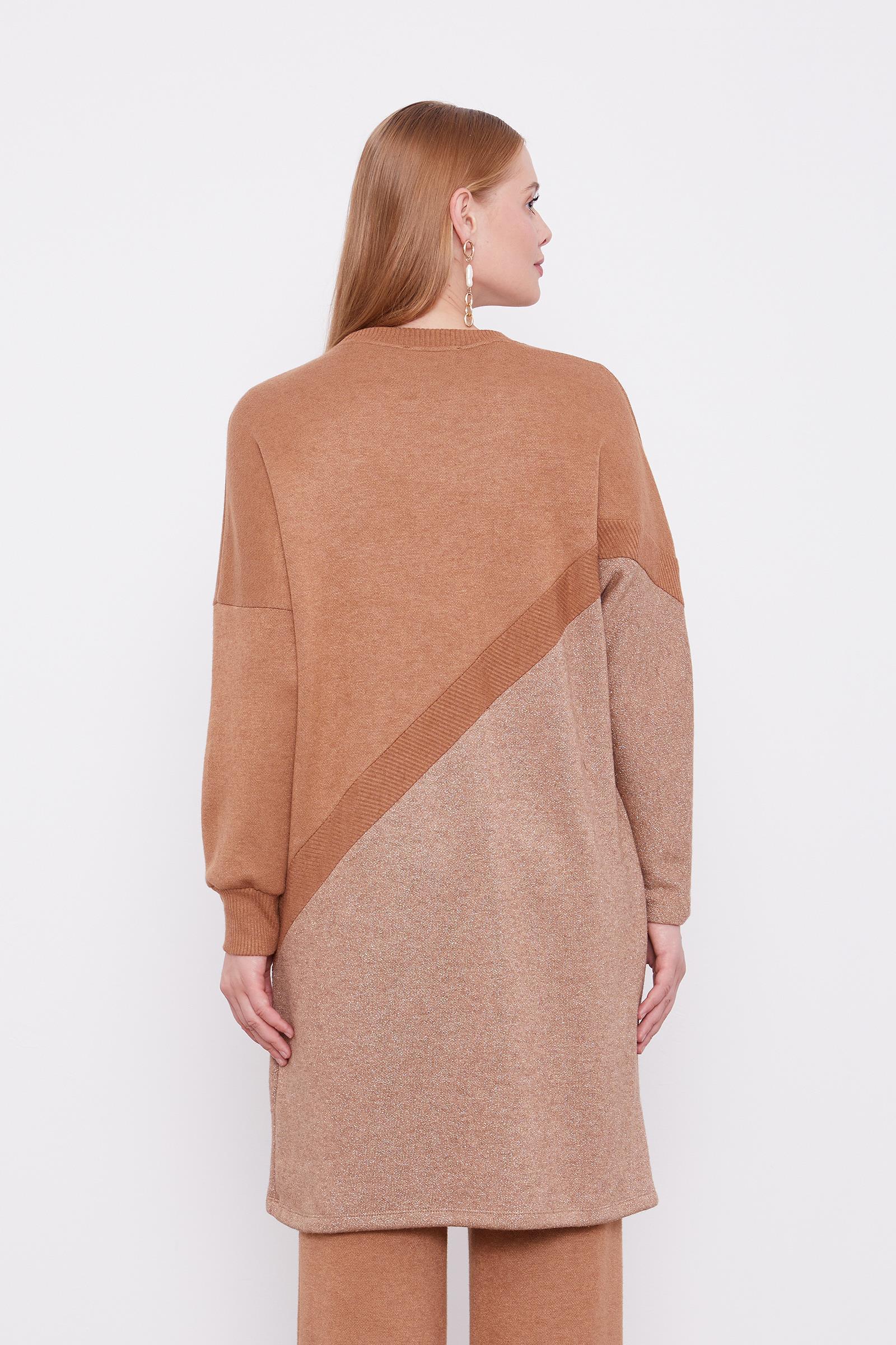 Levidor Simli Triko Tunik Camel 210104