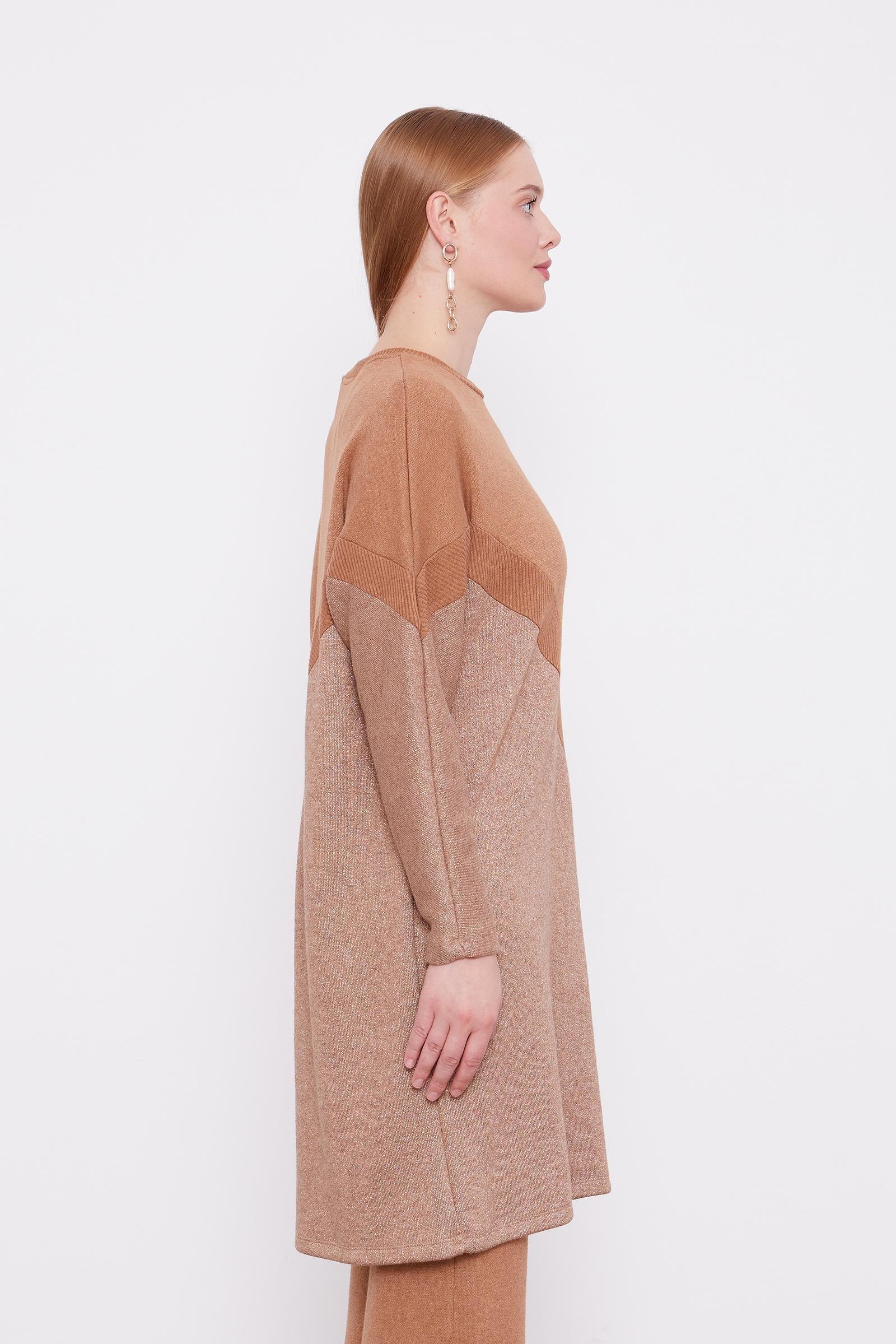 Levidor Simli Triko Tunik Camel 210104