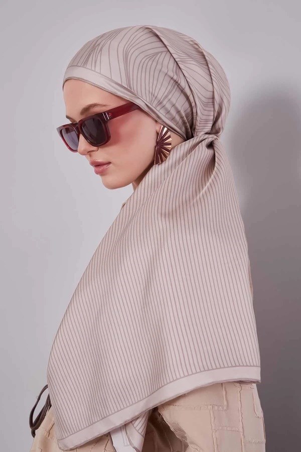 LEVİDOR Vizon Çizgili Model Sura İpek Eşarp 1800-70