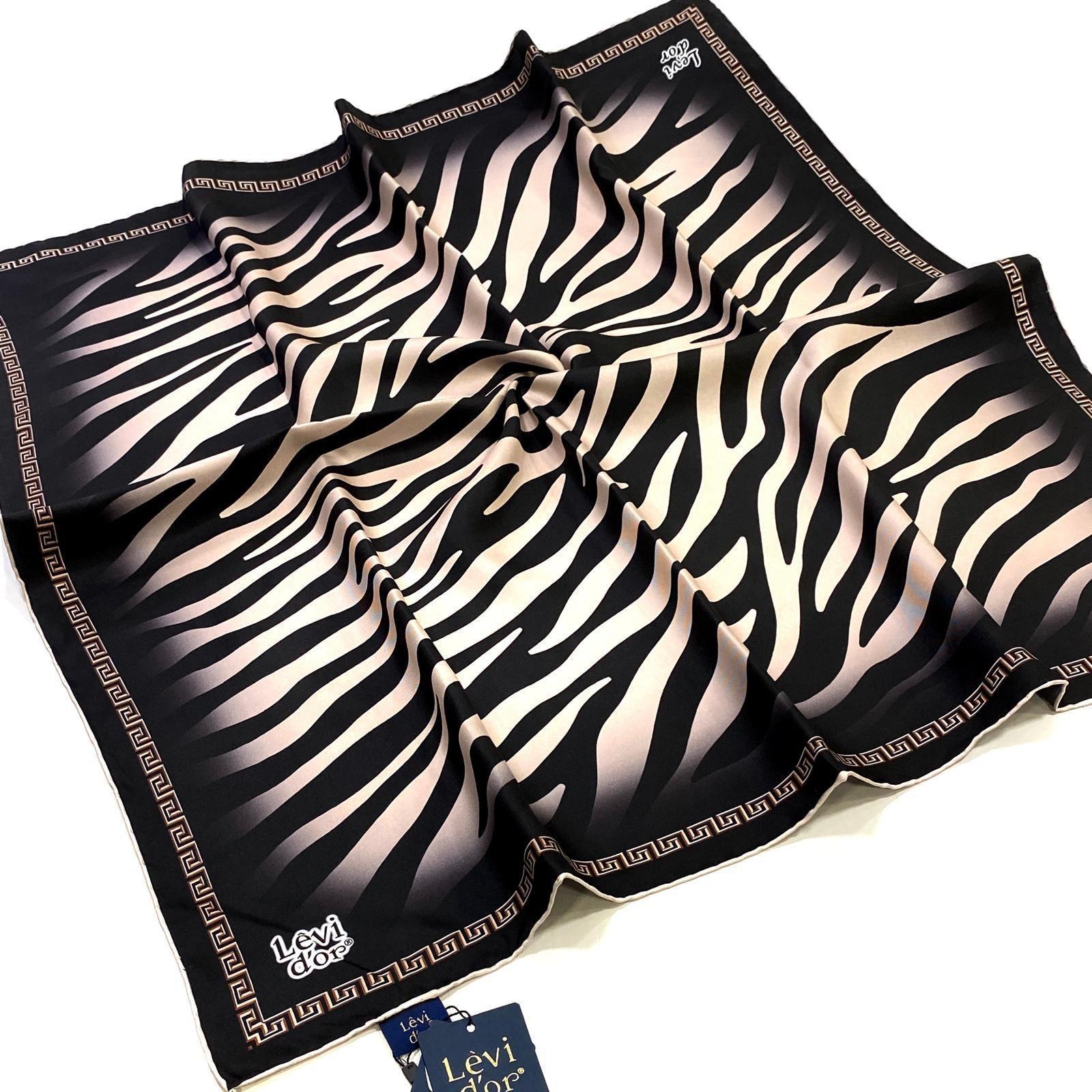 LEVİDOR Zebra Desen Tivil İpek Eşarp