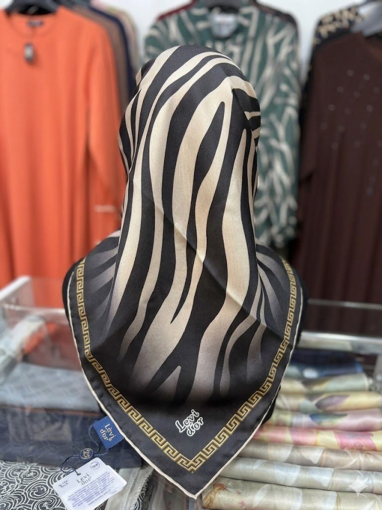 LEVİDOR Zebra Desen Tivil İpek Eşarp 1163-02