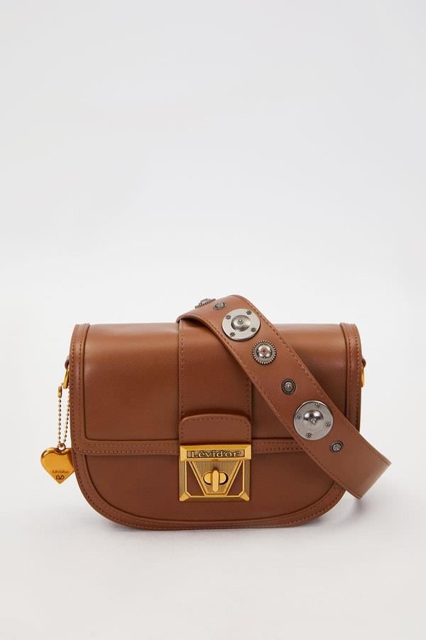 Levidor Zımba Detay Omuz Çantası Kahve 930242