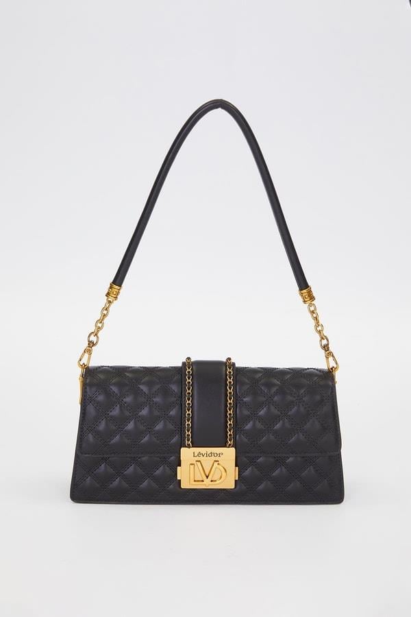Levidor Zincir Kemer Desen Omuz Çantası Siyah 930292