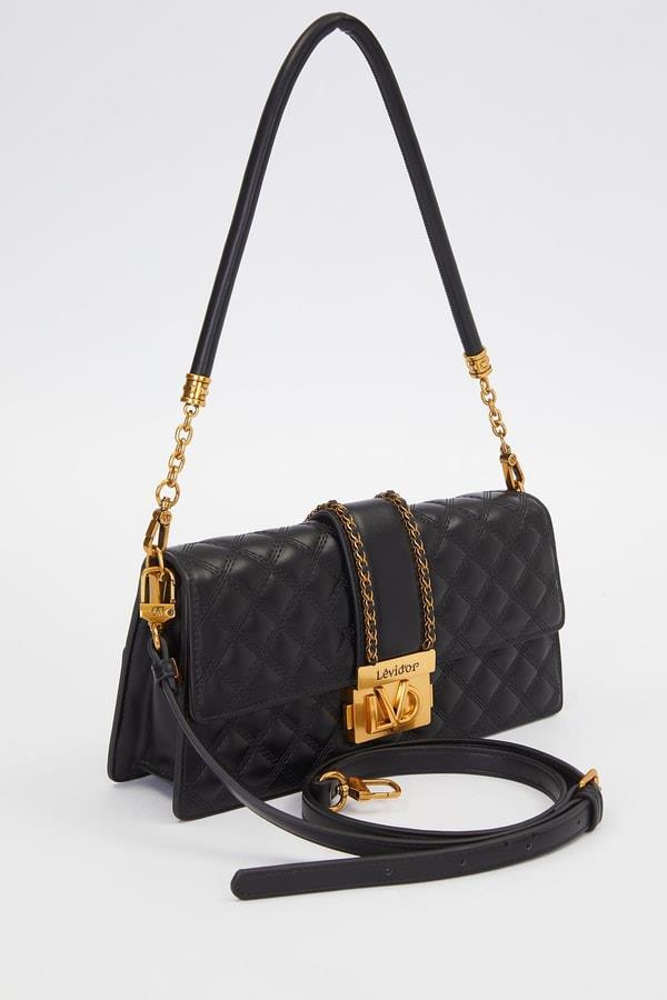 Levidor Zincir Kemer Desen Omuz Çantası Siyah 930292