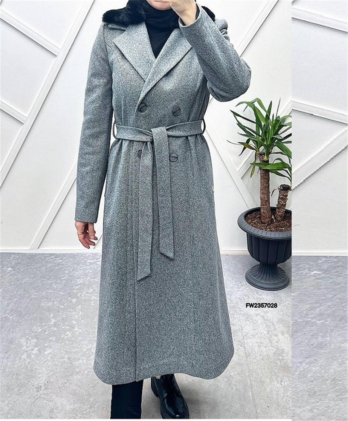 LVFW2357028 Levidor Yakası Seyyar Kürk Kaşe Siyah