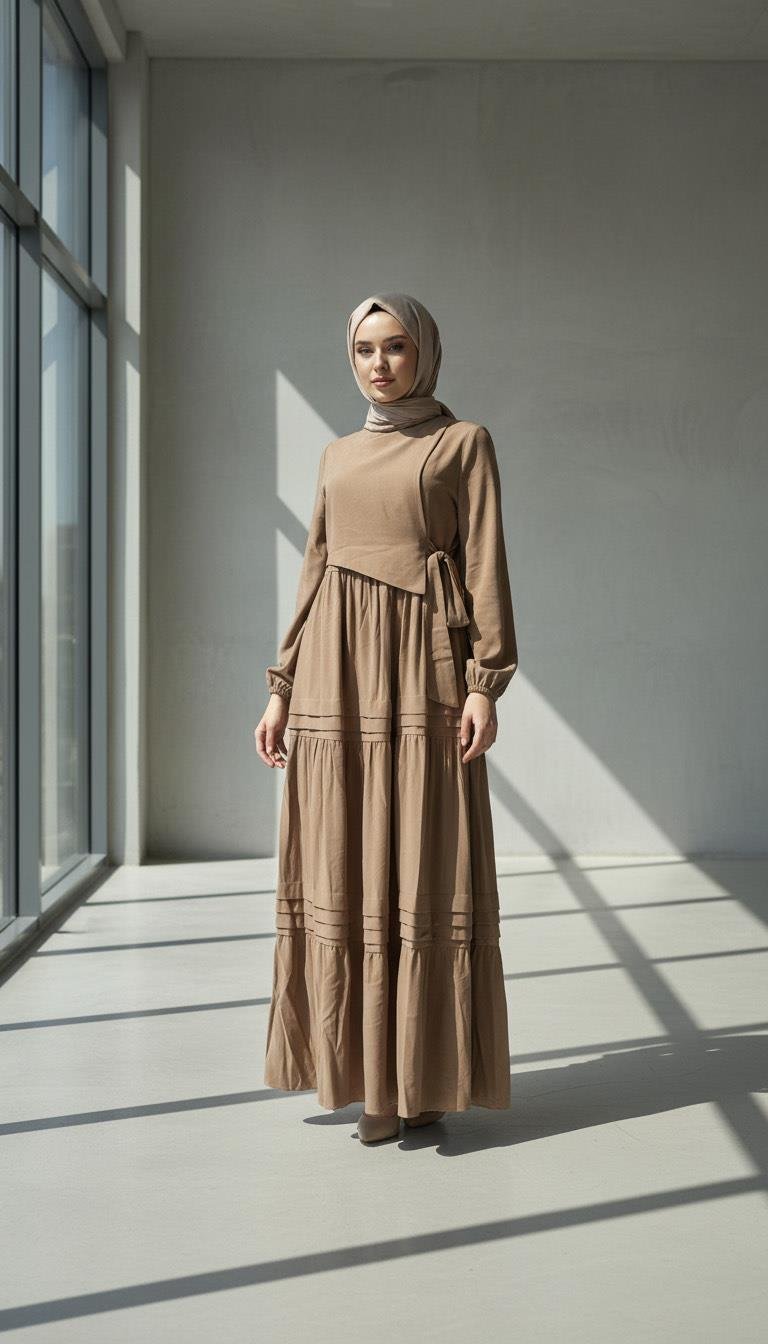 Naqshe Kat Kat Elbise Camel