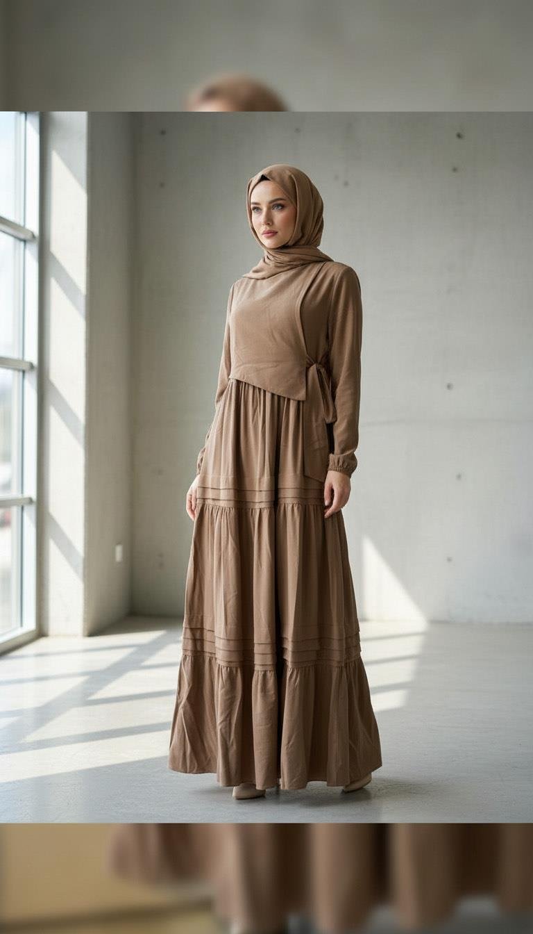 Naqshe Kat Kat Elbise Camel